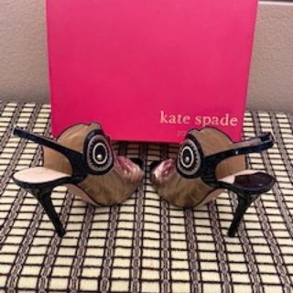 KATE SPADE MULTI-COLOR OWL DESIGN OPEN TOE HEELS - Picture 6 of 7